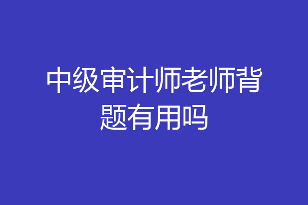 中级审计师老师背题有用吗