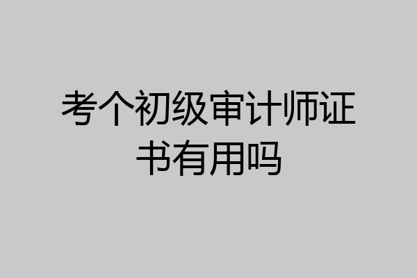 考个初级审计师证书有用吗