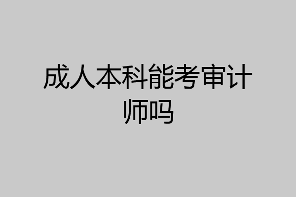 成人本科能考审计师吗