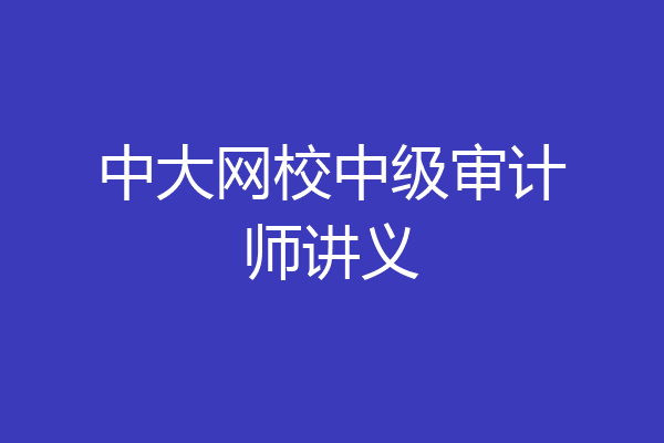 中大网校中级审计师讲义
