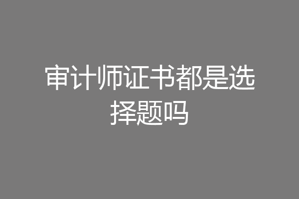 审计师证书都是选择题吗