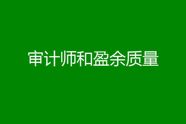 审计师和盈余质量