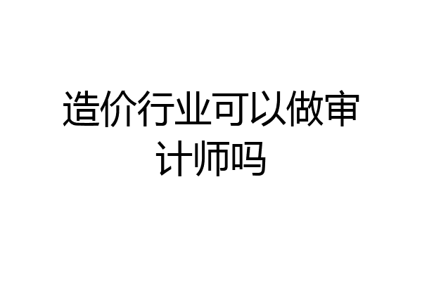 造价行业可以做审计师吗