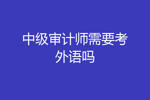 中级审计师需要考外语吗
