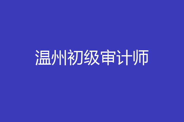 温州初级审计师