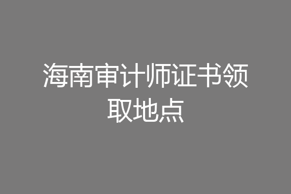 海南审计师证书领取地点