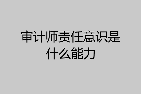 审计师责任意识是什么能力