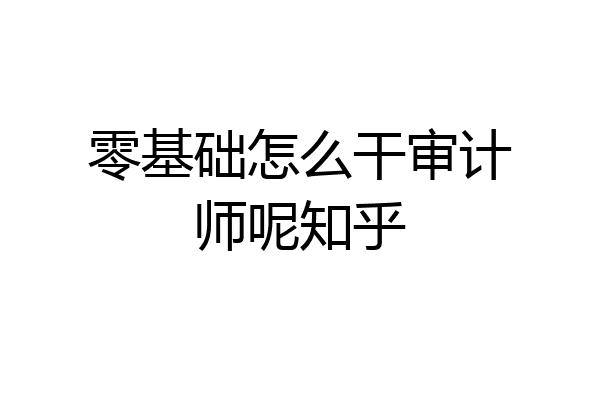 零基础怎么干审计师呢知乎