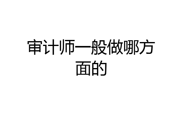 审计师一般做哪方面的