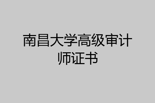 南昌大学高级审计师证书
