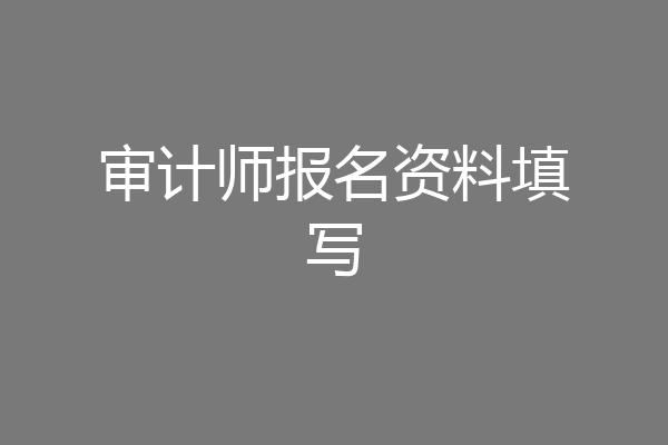 审计师报名资料填写