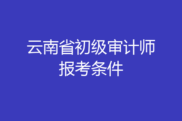 云南省初级审计师报考条件