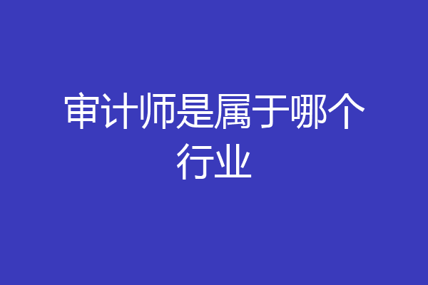 审计师是属于哪个行业