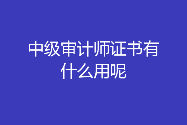 中级审计师证书有什么用呢
