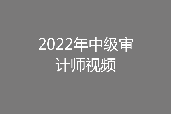 2022年中级审计师视频