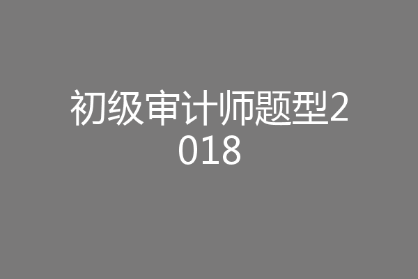 初级审计师题型2018