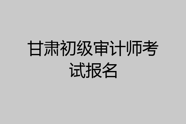 甘肃初级审计师考试报名