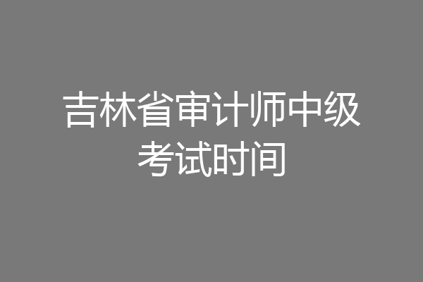 吉林省审计师中级考试时间
