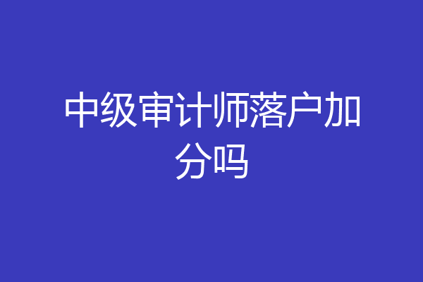 中级审计师落户加分吗