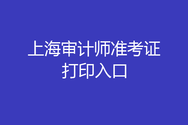 上海审计师准考证打印入口