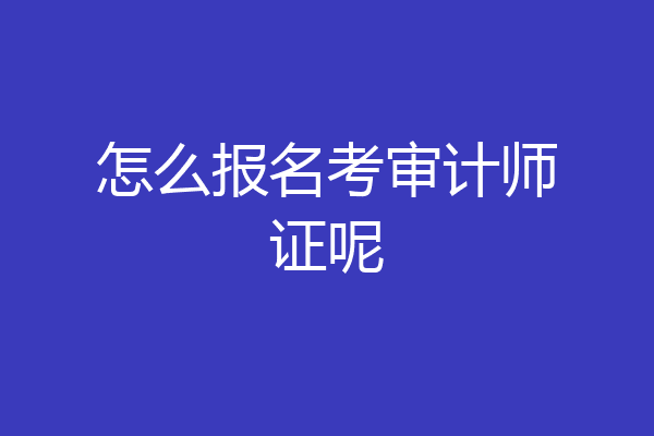 怎么报名考审计师证呢