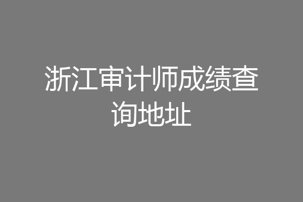 浙江审计师成绩查询地址
