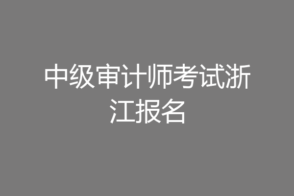 中级审计师考试浙江报名