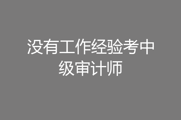 没有工作经验考中级审计师