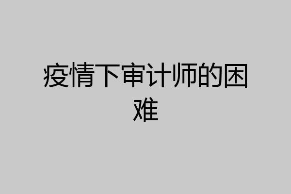疫情下审计师的困难