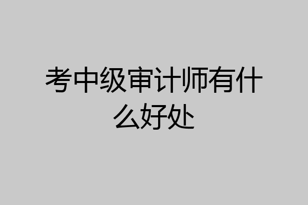 考中级审计师有什么好处