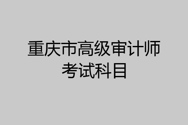 重庆市高级审计师考试科目