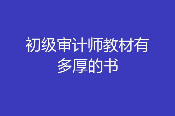 初级审计师教材有多厚的书
