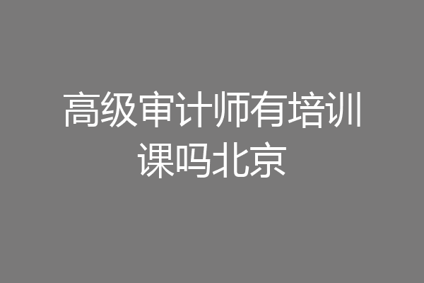 高级审计师有培训课吗北京