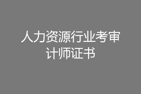 人力资源行业考审计师证书