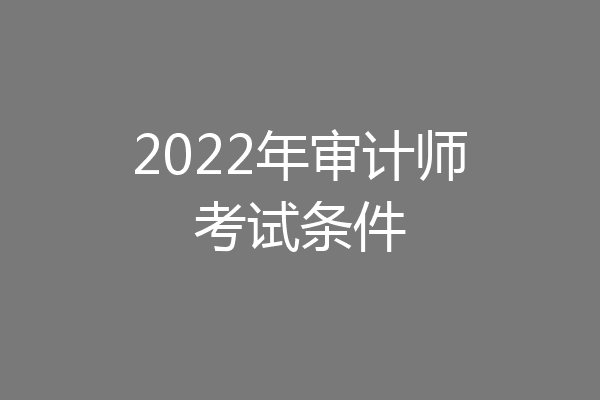 2022年审计师考试条件