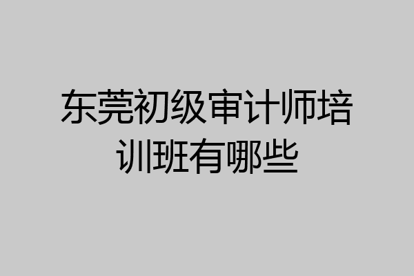 东莞初级审计师培训班有哪些