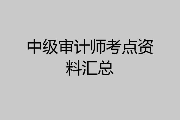 中级审计师考点资料汇总