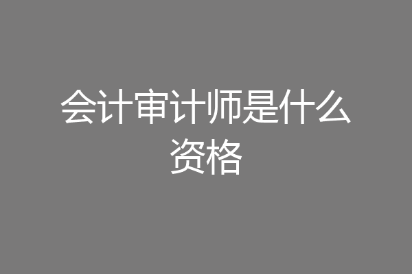 会计审计师是什么资格