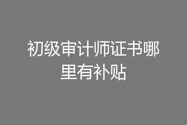 初级审计师证书哪里有补贴