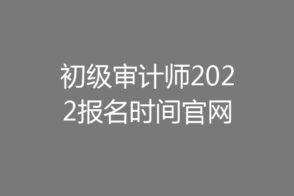 初级审计师2022报名时间官网