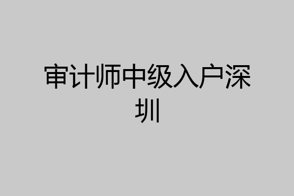 审计师中级入户深圳
