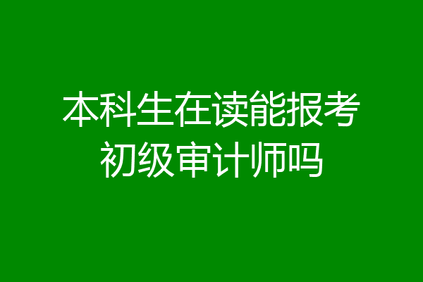 本科生在读能报考初级审计师吗