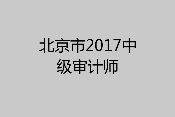 北京市2017中级审计师