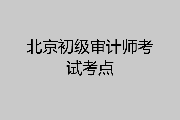 北京初级审计师考试考点