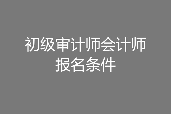 初级审计师会计师报名条件