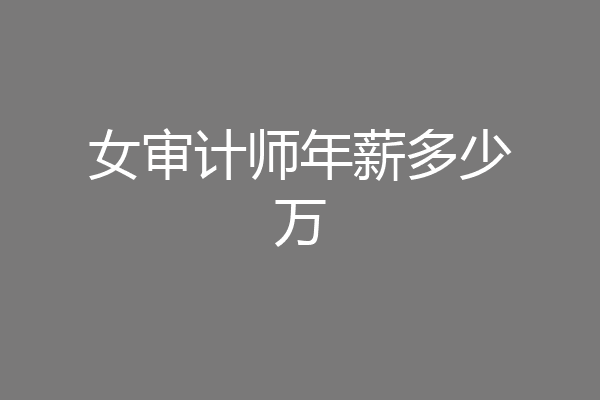 女审计师年薪多少万