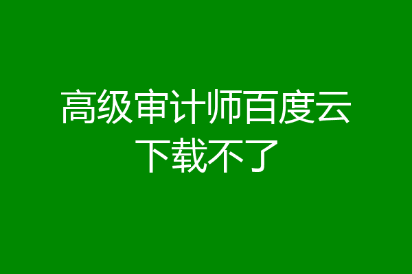 高级审计师百度云下载不了