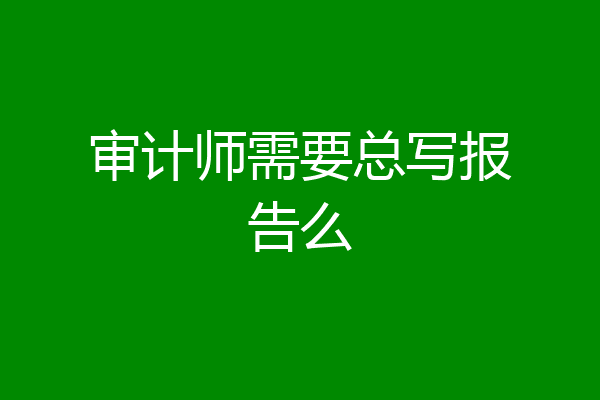 审计师需要总写报告么