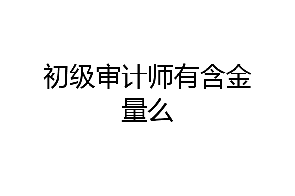 初级审计师有含金量么