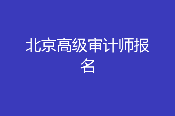 北京高级审计师报名